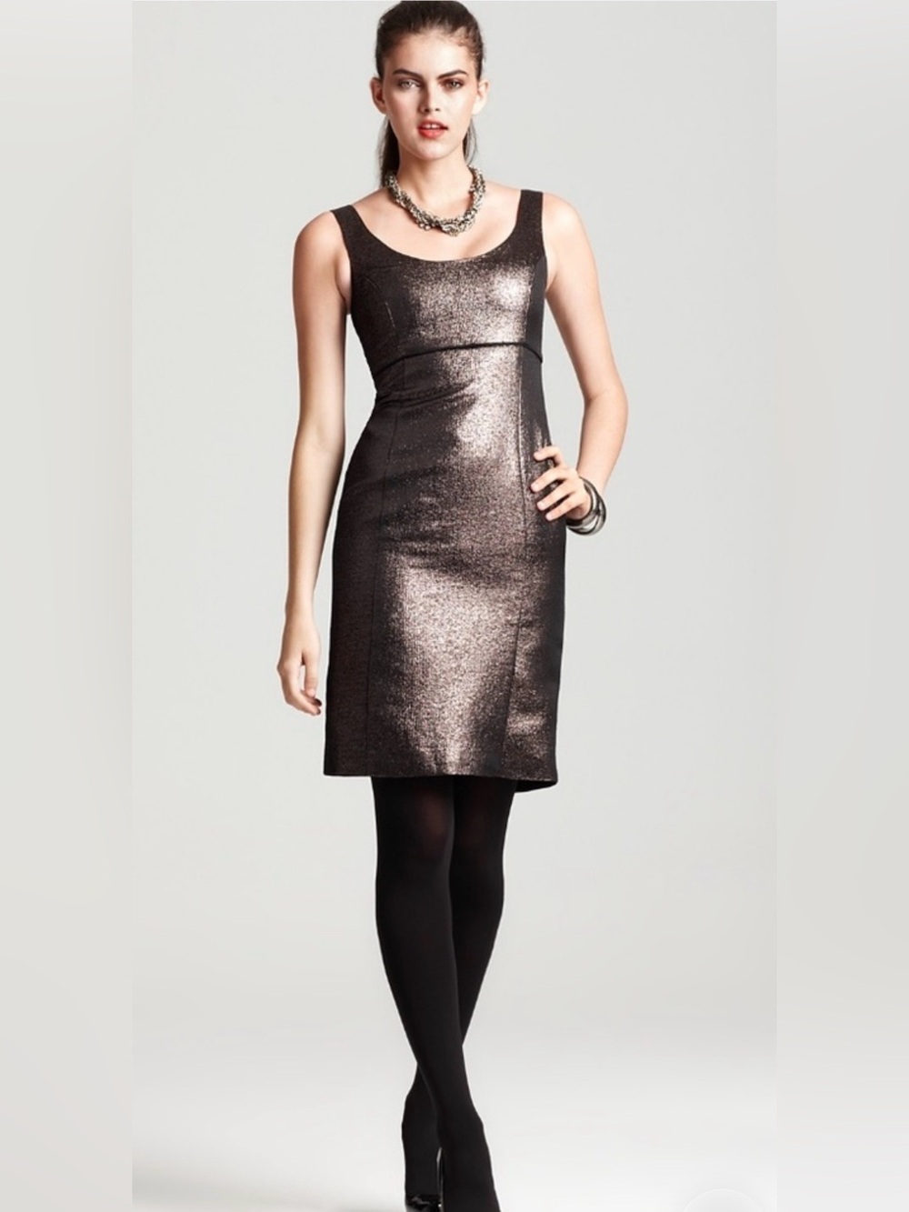 Trina Turk Metallic Bronze Gold Garreth Sheath Dress (2)